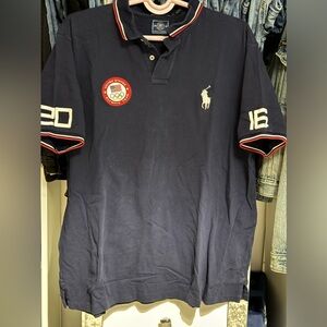 XXL POLO LAUREN NAVY BLUE POLO SHIRT  MEN OLYMPICS
